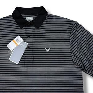 NWT Callaway Opti-Dri Golf Polo Shirt Men Size Small Stretch Black Stripes $78